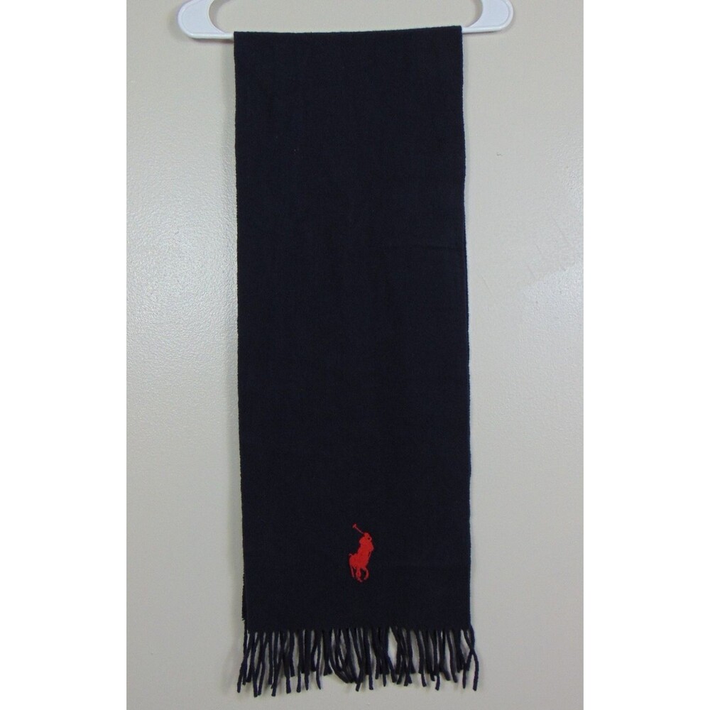 Polo Ralph Lauren Scarf Black Fringe Italy Men’s Women's Classic RN 26128 Wool